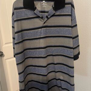 Red Rhino Men's Gray and Blue Striped Polo